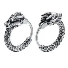 ROYAL - Aros Punk Hombre Mujer Dragon Titanio Earing