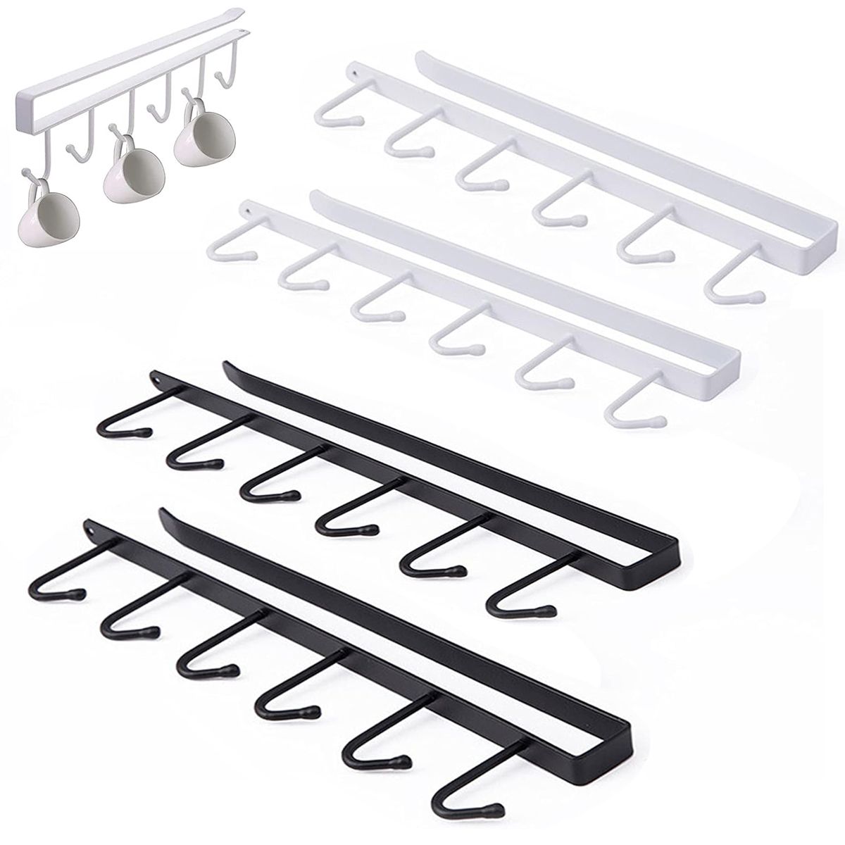 GENERICO - 4 Pzs Perchero Para Tazas De 6 Ganchos Organizador De Cocina