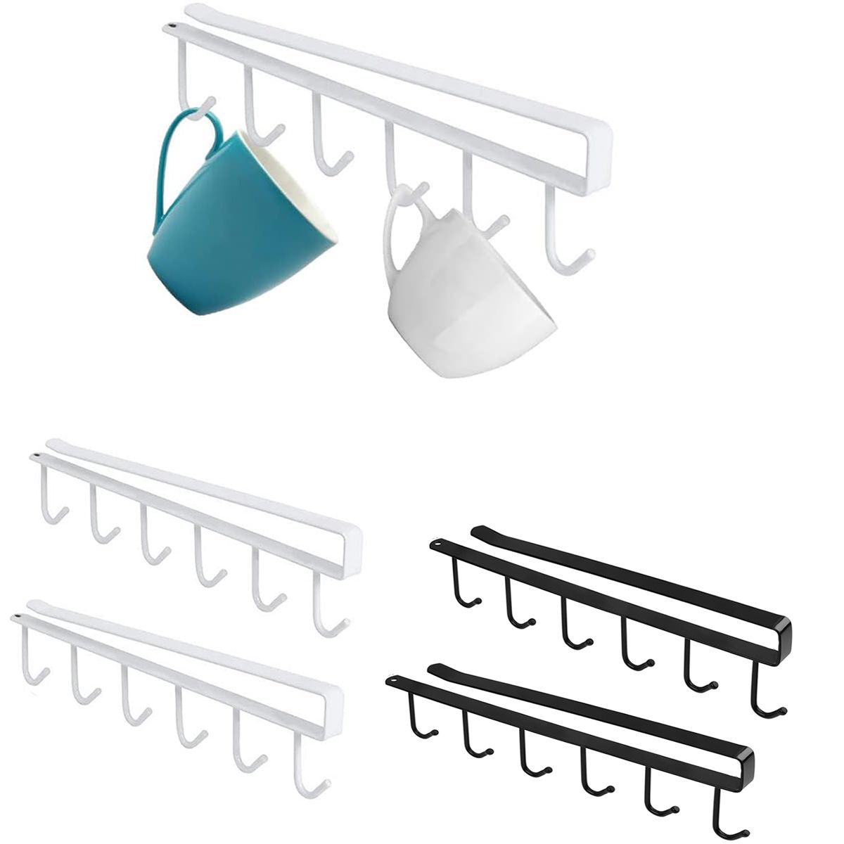 GENERICO - 6 Gancho Para Debajo Del Gabinete Para Cocina Dormitorio 4pc