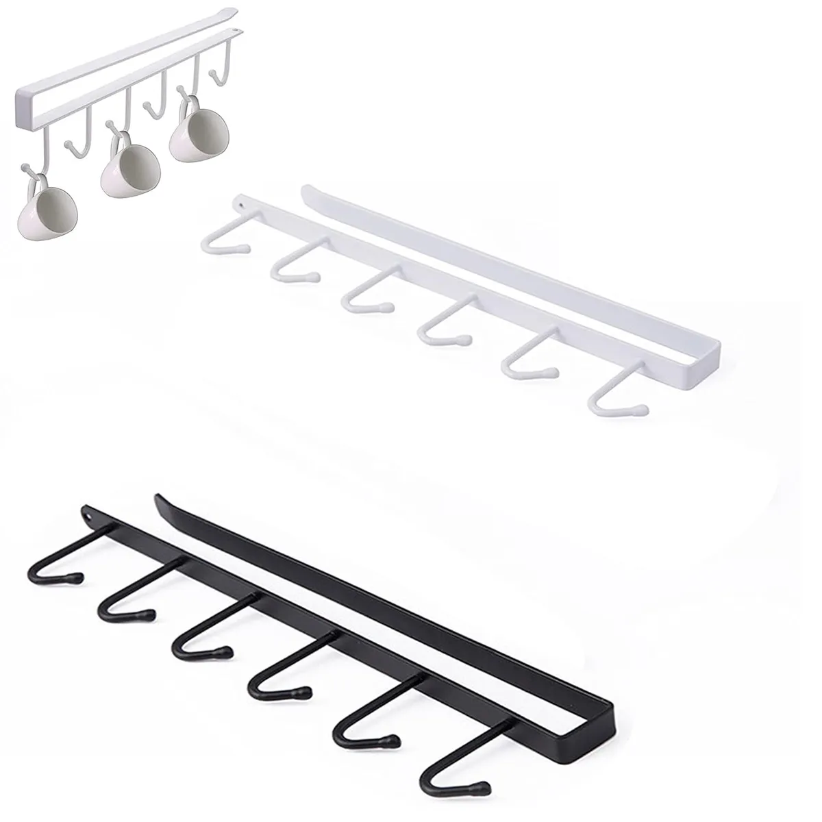GENERICO - 2 Pzs Perchero Para Tazas De 6 Ganchos Organizador De Cocina
