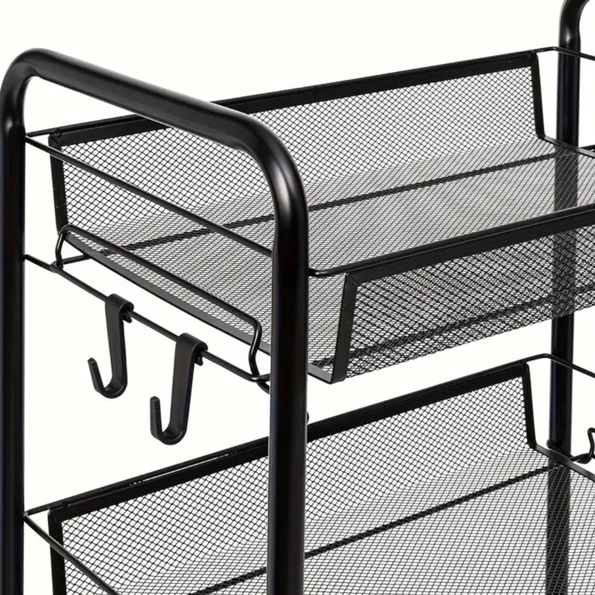GENERICO - Carrito Carro Organizador Con Rueda Multiuso 4 Niveles Color Negro
