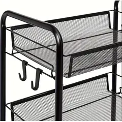 GENERICO - Carrito Carro Organizador Con Rueda Multiuso 4 Niveles Color Negro