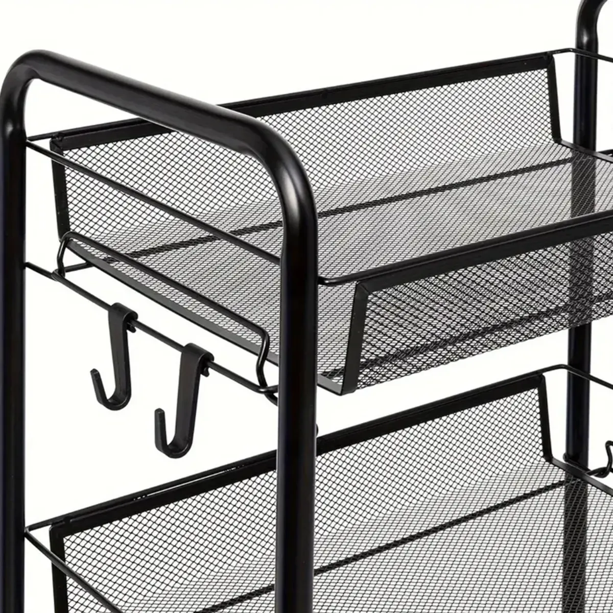 GENERICO - Carrito Carro Organizador Con Rueda Multiuso 4 Niveles Color Negro