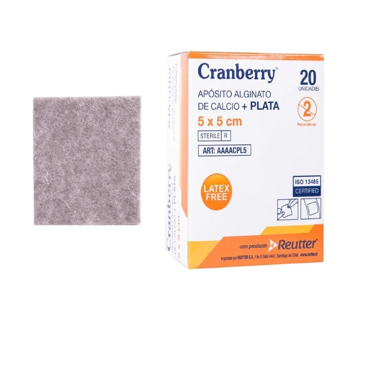 CRANBERRY - Aposito Gasa Alguinato Calcio Y Plata 5x5 Caja 20 Unidades