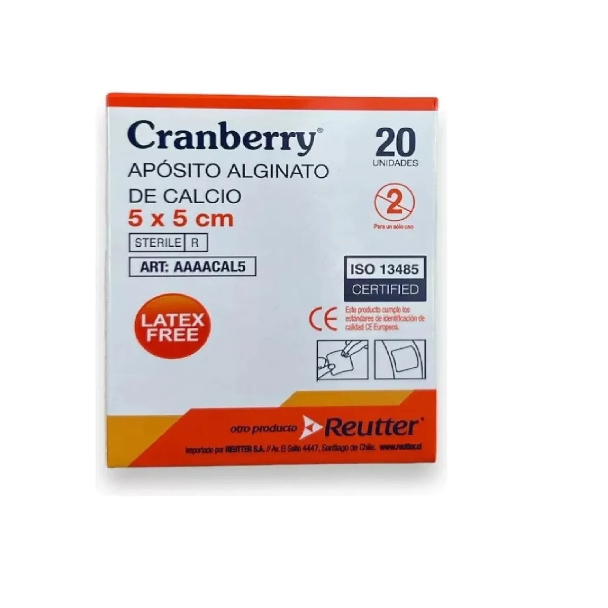 CRANBERRY - Aposito Gasa Alguinato Calcio Y Plata 5x5 Caja 20 Unidades