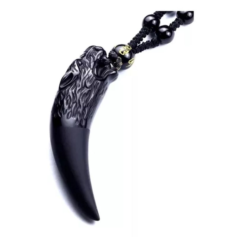 ROYAL - Collar De Lobo Piedra Onix Y Obsidiana Hombre Royal Madriz