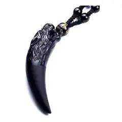 ROYAL - Collar De Lobo Piedra Onix Y Obsidiana Hombre Madriz
