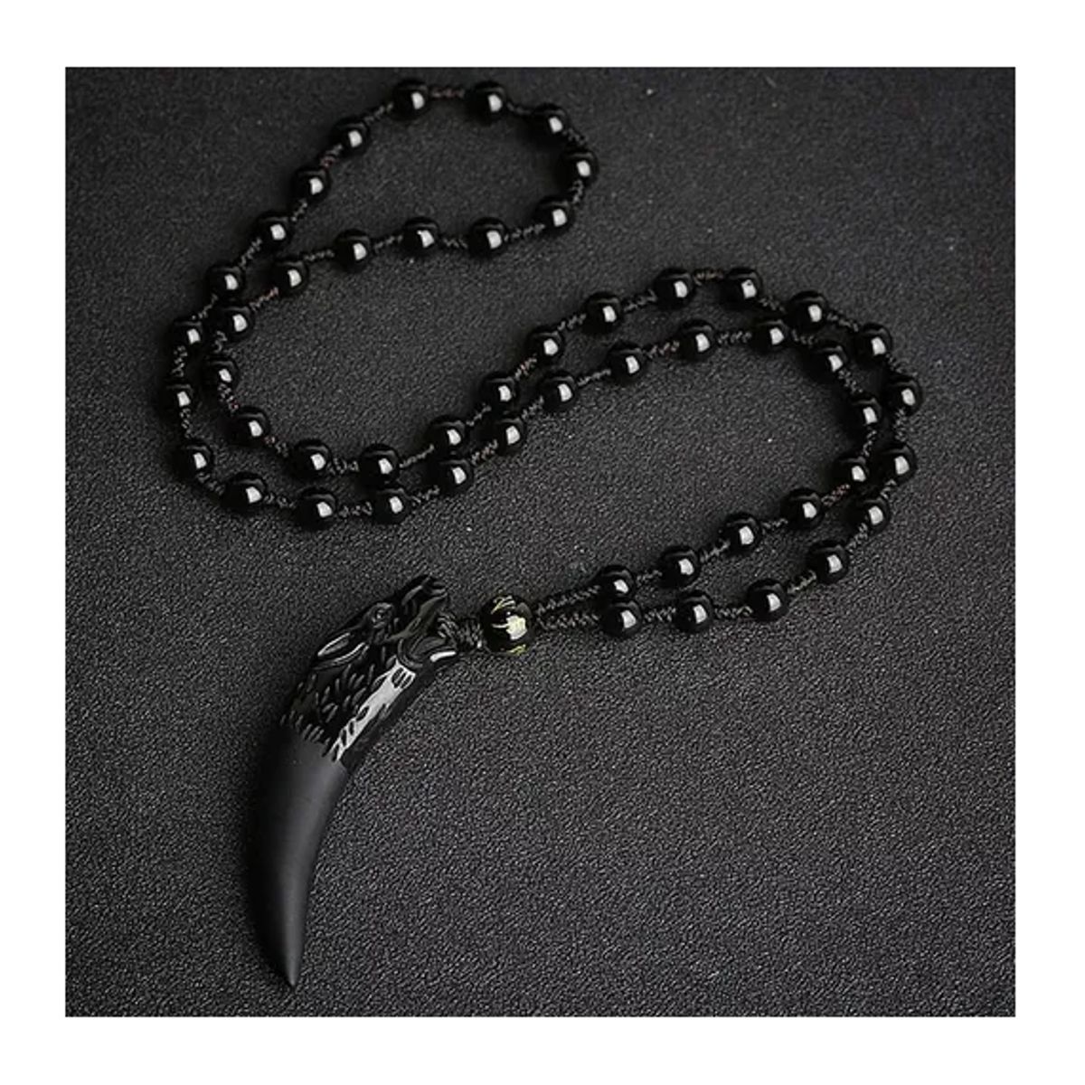 ROYAL - Collar De Lobo Piedra Onix Y Obsidiana Hombre Royal Madriz