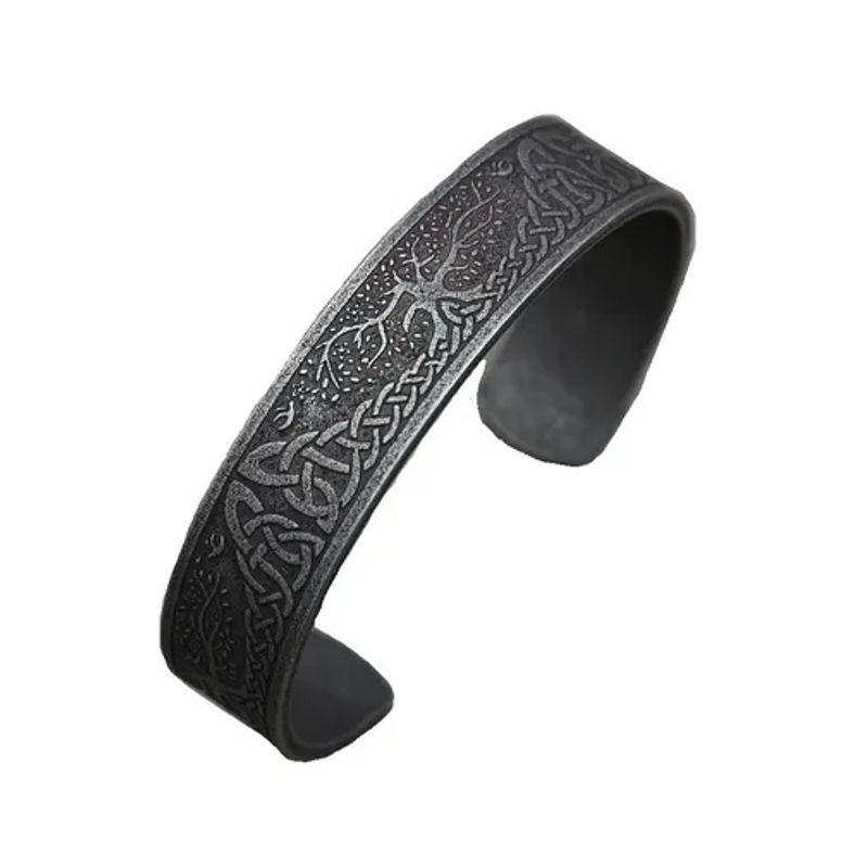 ROYAL - Pulsera Vikinga Arbol Valknut Silver Envejecido Hombre