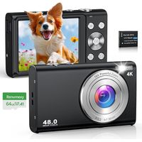 Cámara Digital Negra 4K 48MP Profesional Zoom 16X + 64GB