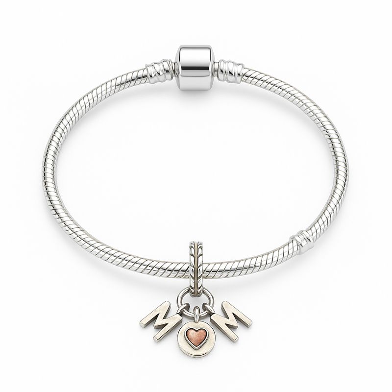 GENERICO - Brazalete Charm "MOM" bañado de Plata Esterlina 925