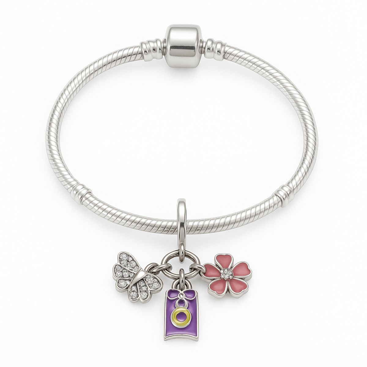 GENERICO - Pulsera con charm de plata esterlina 925