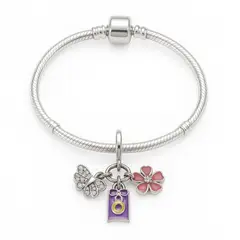GENERICO - Pulsera con charm de plata esterlina 925