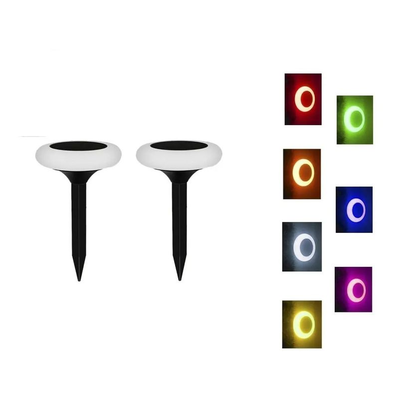GENERICO - X2 Luz Led Lampara Solar Estaca 7 Color Rgb 5050 Jardin