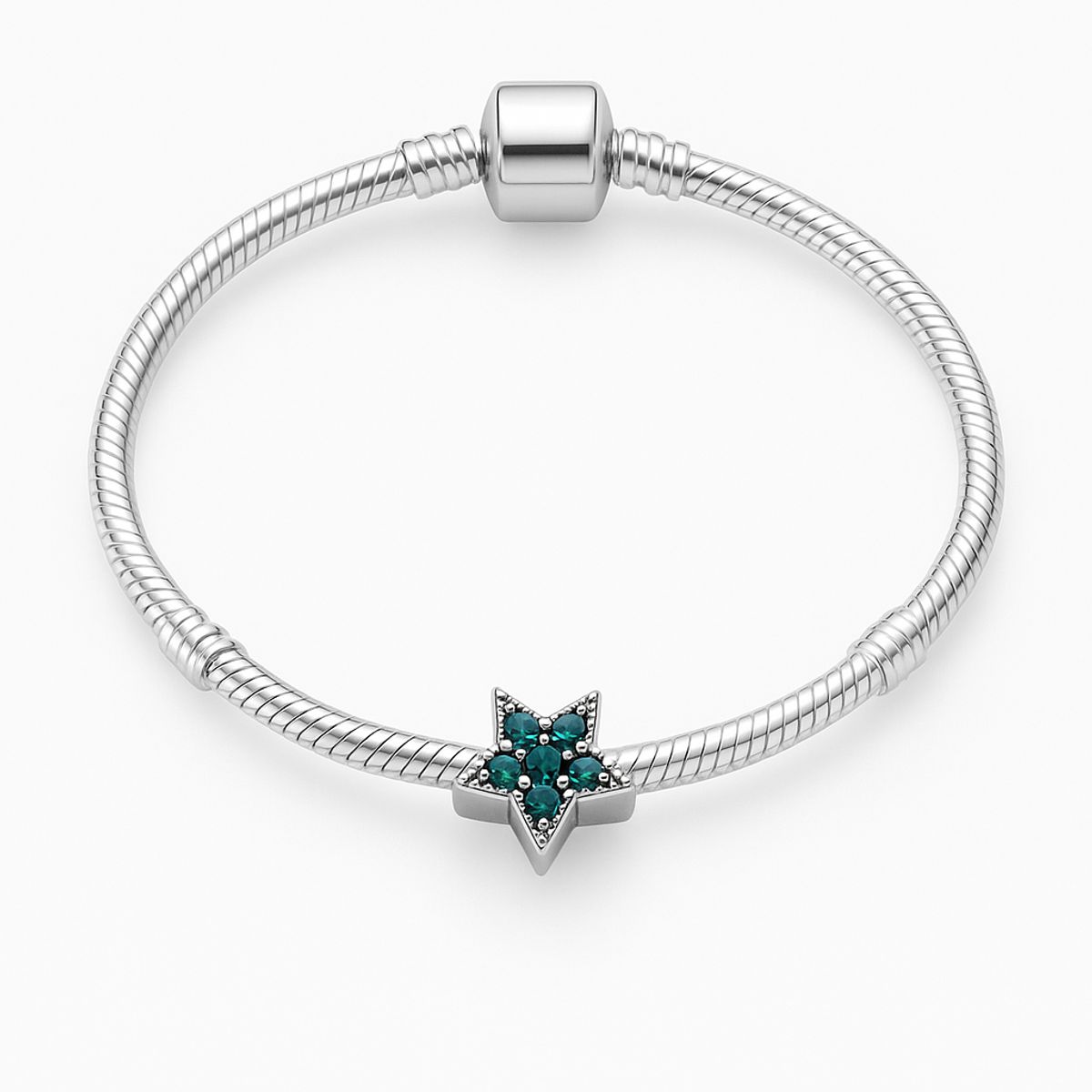 GENERICO - Pulsera de Plata Bañado 925 con Dije de Estrella y Cristales Azules