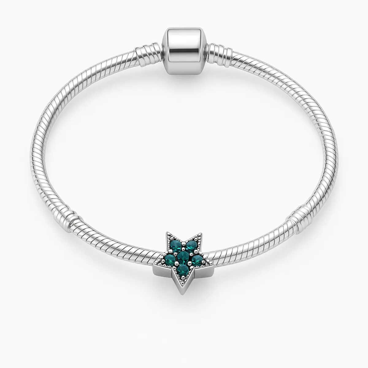 GENERICO - Pulsera de Plata Bañado 925 con Dije de Estrella y Cristales Azules
