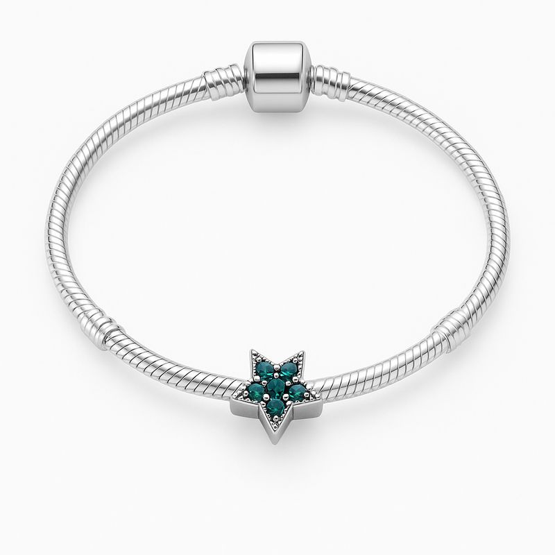 GENERICO - Pulsera de Plata Bañado 925 con Dije de Estrella y Cristales Azules