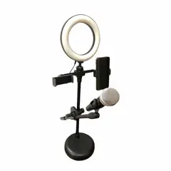 GENERICO - Aro Led Con Soporte Para 2 Teléfonos Y Micrófono Hebikuo R123