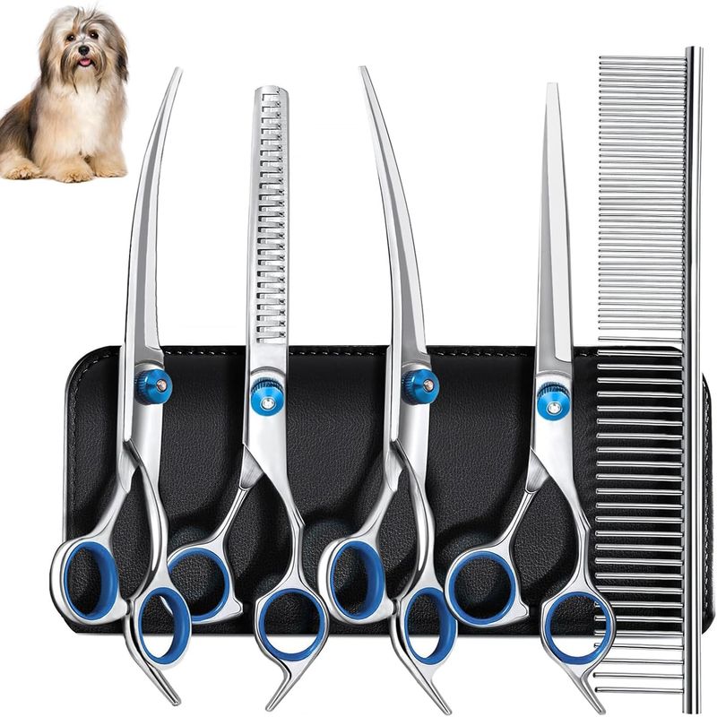 GENERICO - 5 En 1 Tijeras Profesionales Para Pelar Perros Con Bolsa