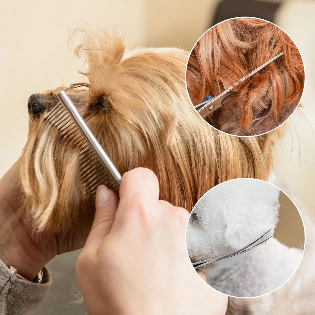 GENERICO - 5 En 1 Tijeras Profesionales Para Pelar Perros Con Bolsa