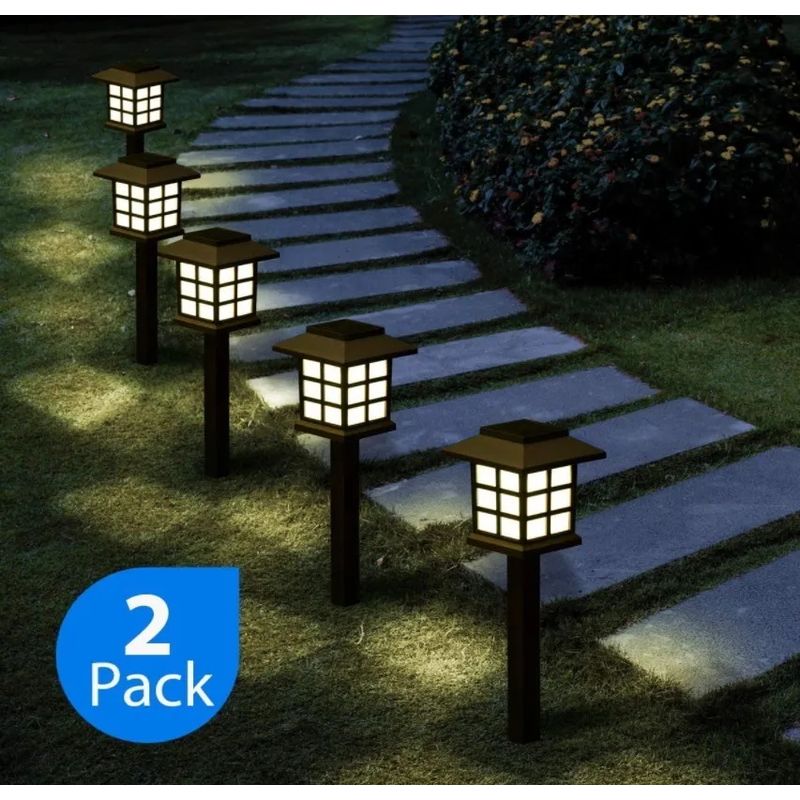 GENERICO - Pack 2 Lámpara Solar Luces Led De Césped Tierra Jardin