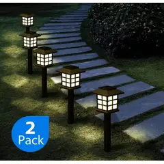 LISM - Pack 2 Lámpara Solar Luces Led De Césped Tierra Jardin