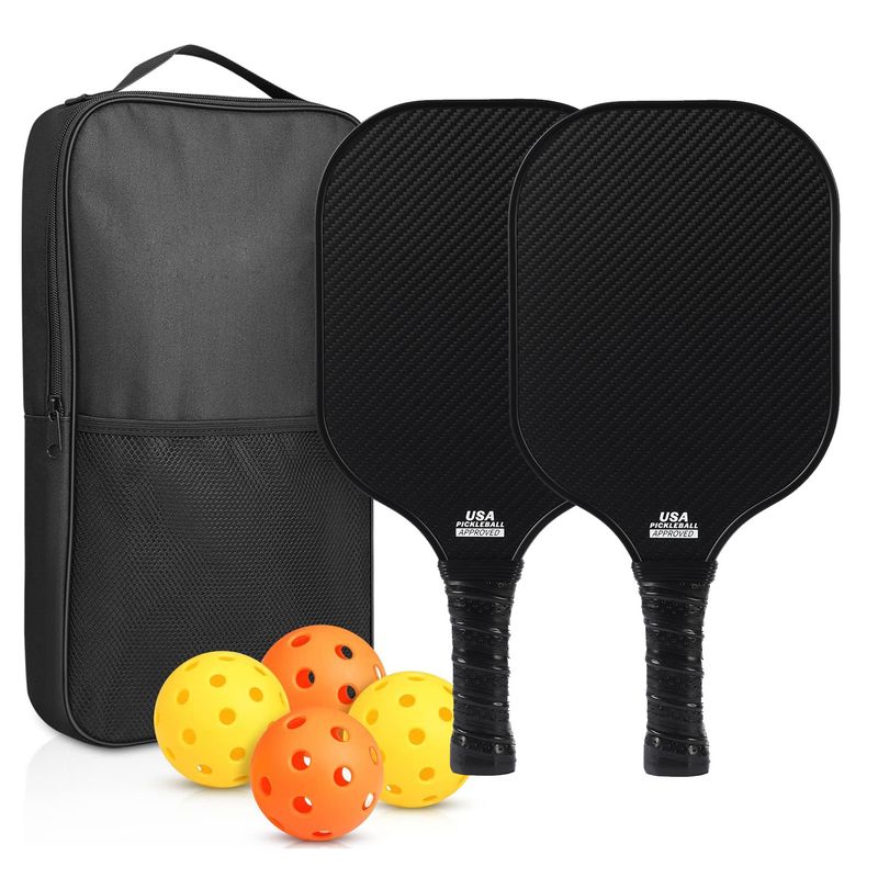 PUREPOWER - OFERTA: Set 2 Paletas Pickleball Carbono 16mm +4 Bolas Power