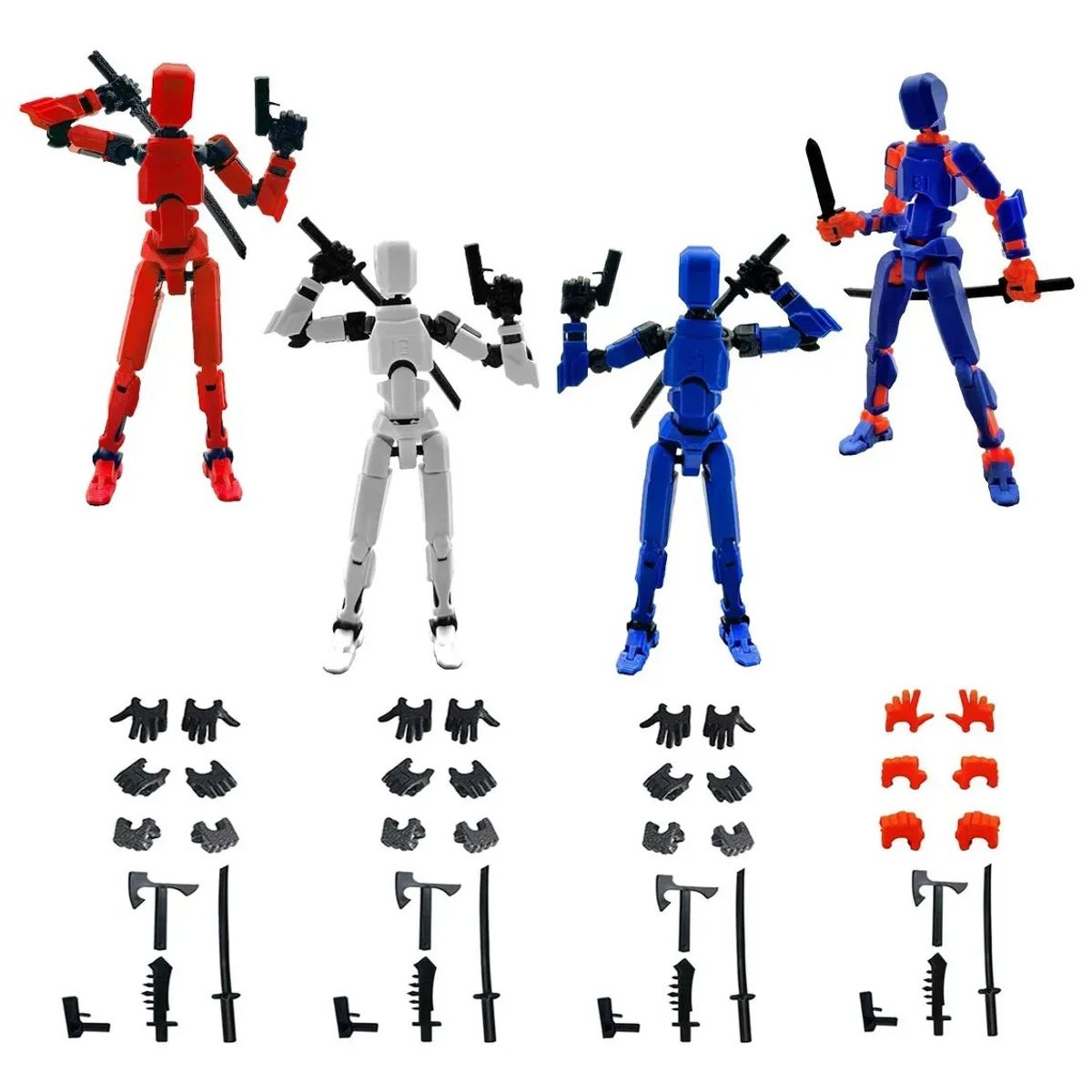 KUANGYE - 4pcs Figura Articulada Dummy Multi-jointed Movable-no Armado