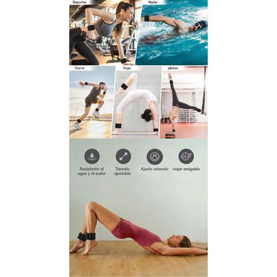 Imagen 2 del producto Kit 2 Brazaletes Pesas Para Tobillos Y Muñecas 2 Lbs Ajusta