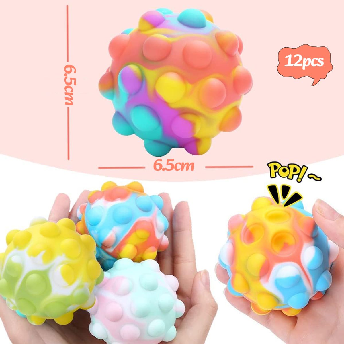 GENERICO - 3D Bolas De Silicona Juguetes Antiestrés Y Ansiolíticos 12pc
