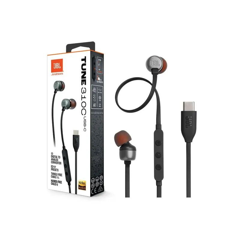 JBL - Audífonos JBL Tune 310C Tipo C NEGRO