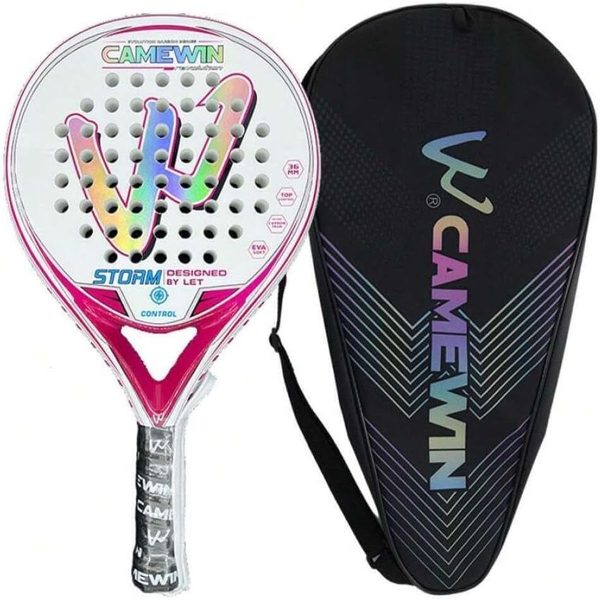 PUREPOWER - PALETA PADEL PLAYA EVA ROSA  50% CARBONO  MUJERES + ENVÍO