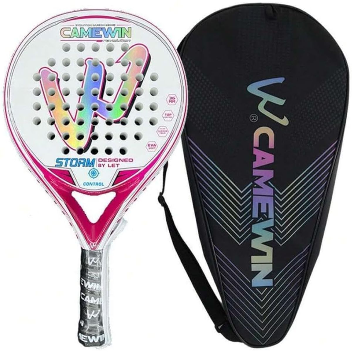 PUREPOWER - PALETA PADEL PLAYA EVA ROSA  50% CARBONO  MUJERES + ENVÍO