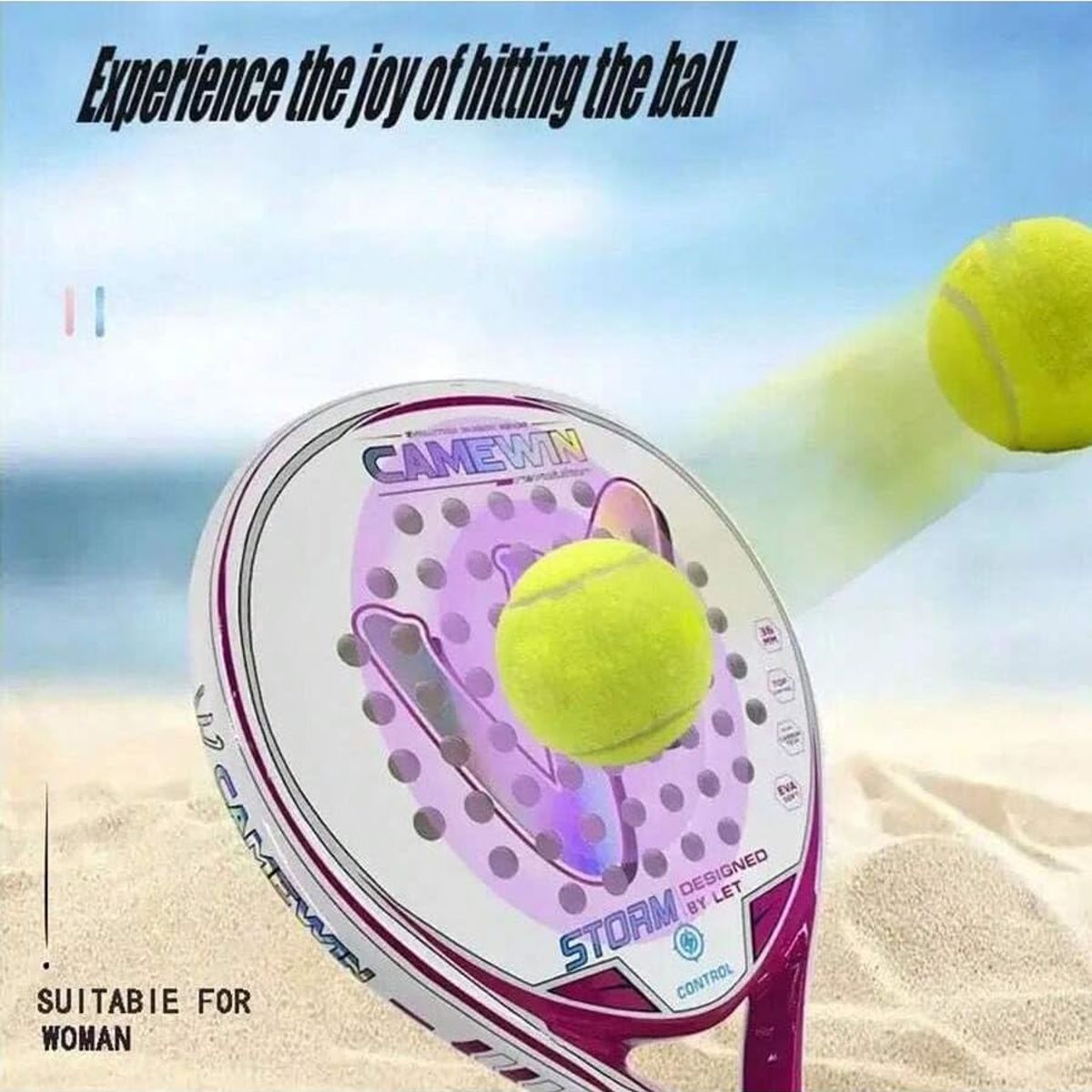 PUREPOWER - PALETA PADEL PLAYA EVA ROSA  50% CARBONO  MUJERES + ENVÍO