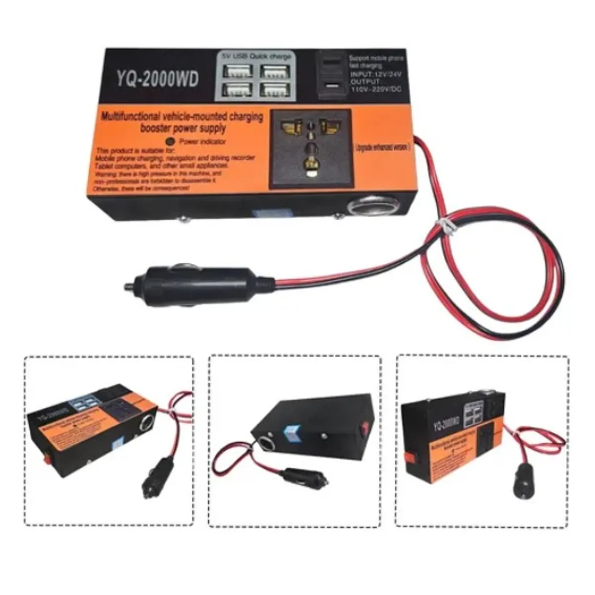 OFERTABKN - Inversor De Voltaje Auto Convertidor Corriente 200w 12v-220v