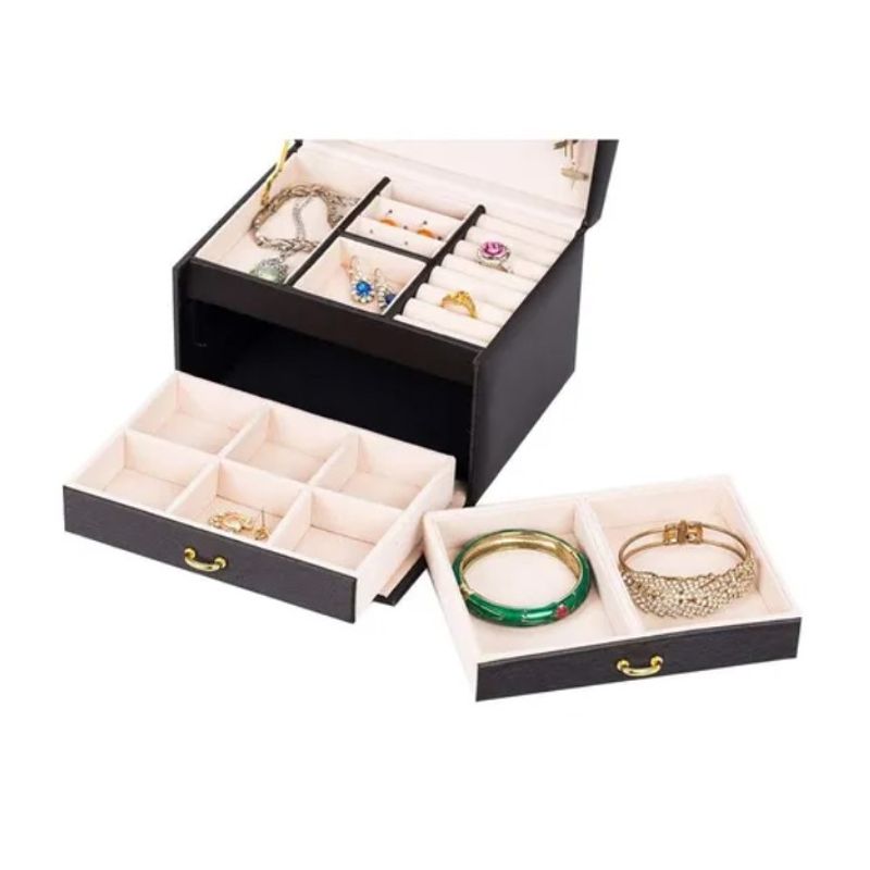 OFERTABKN - Joyero Caja De Joyas 3 Niveles Tipo Maleta Organizador Joya