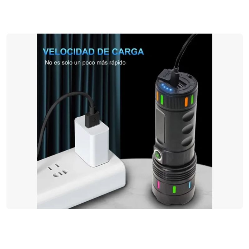OFERTABKN - Linterna Táctica Led Con Zoom Recargable Ultra Potente