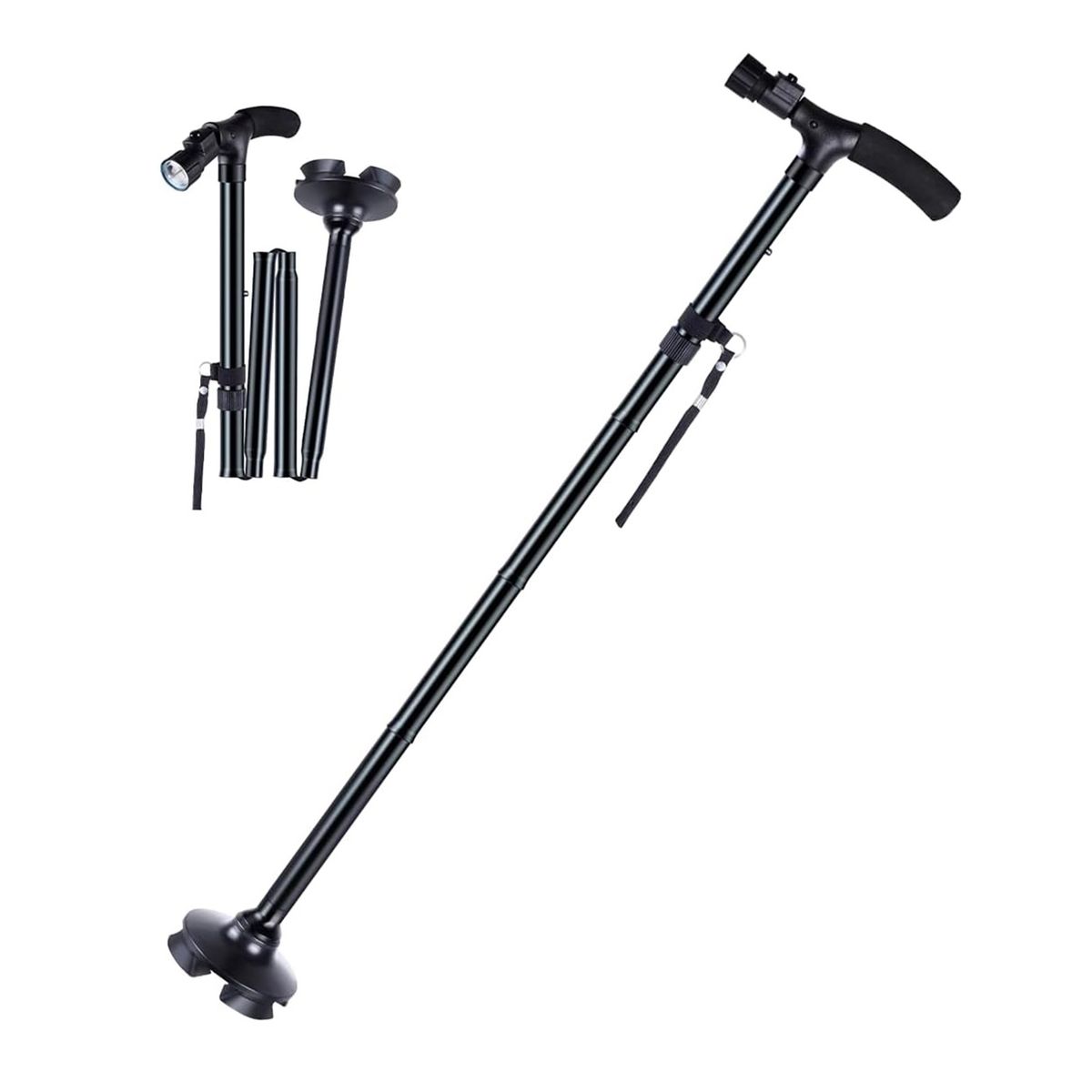 GENERICO - Bastón Ortopédico Bastón Plegable Ajustable Con Luz Led