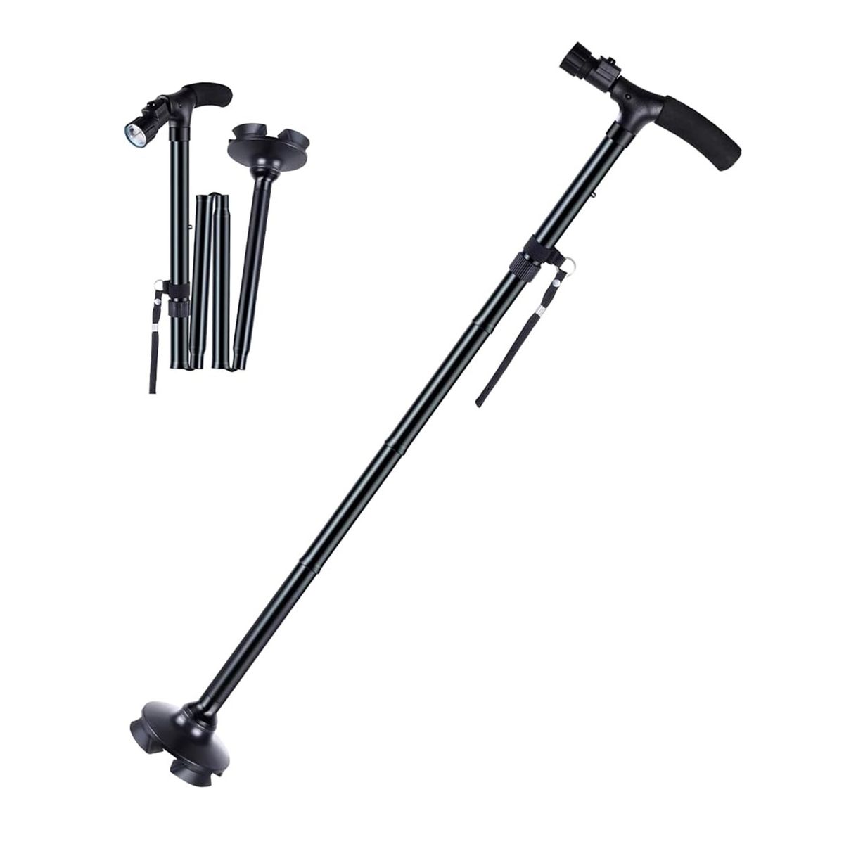 GENERICO - Bastón Ortopédico Bastón Plegable Ajustable Con Luz Led