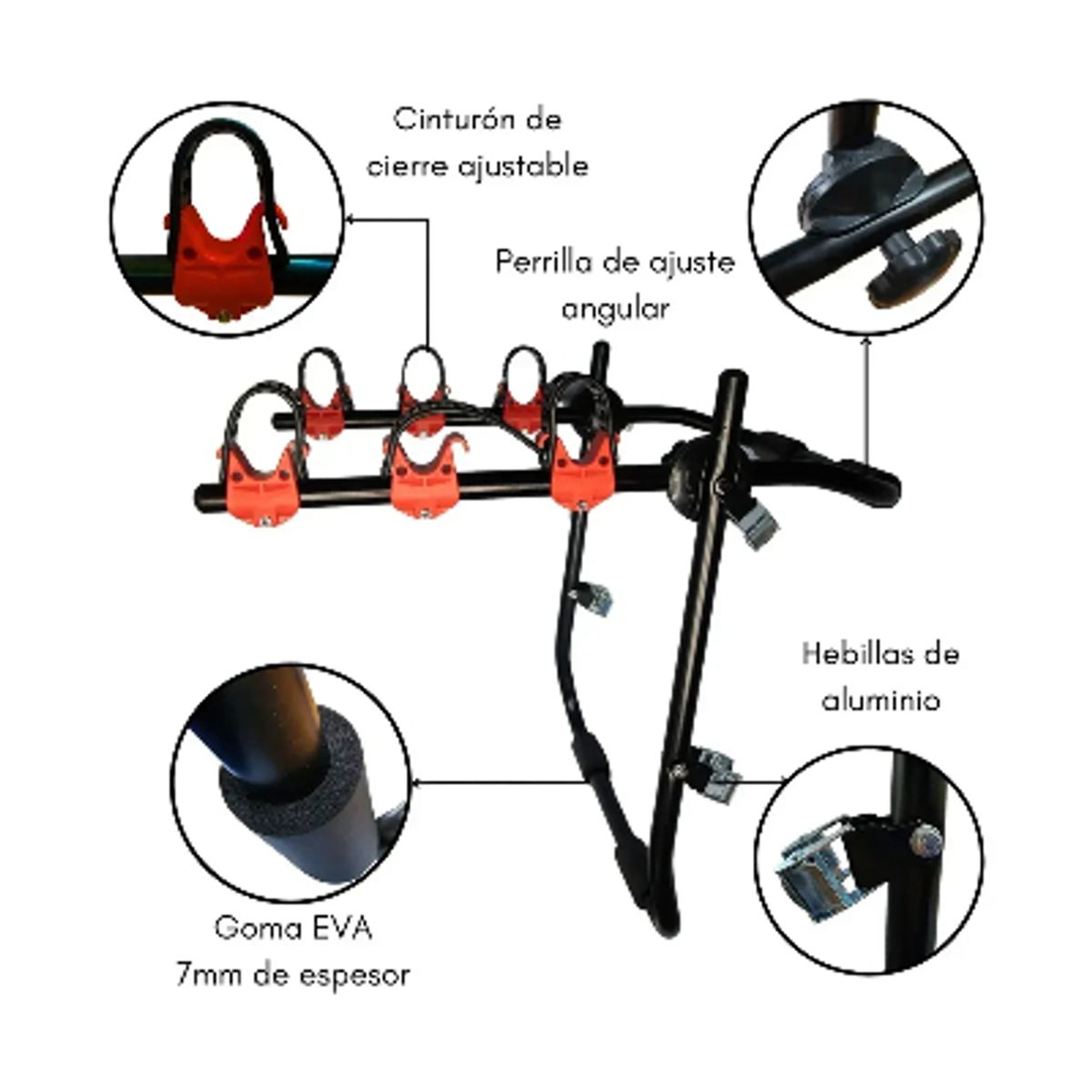 GENERICO - Porta Bicicletas Portabicicletas Auto Coche Camioneta 60kg Color Negro Rojo