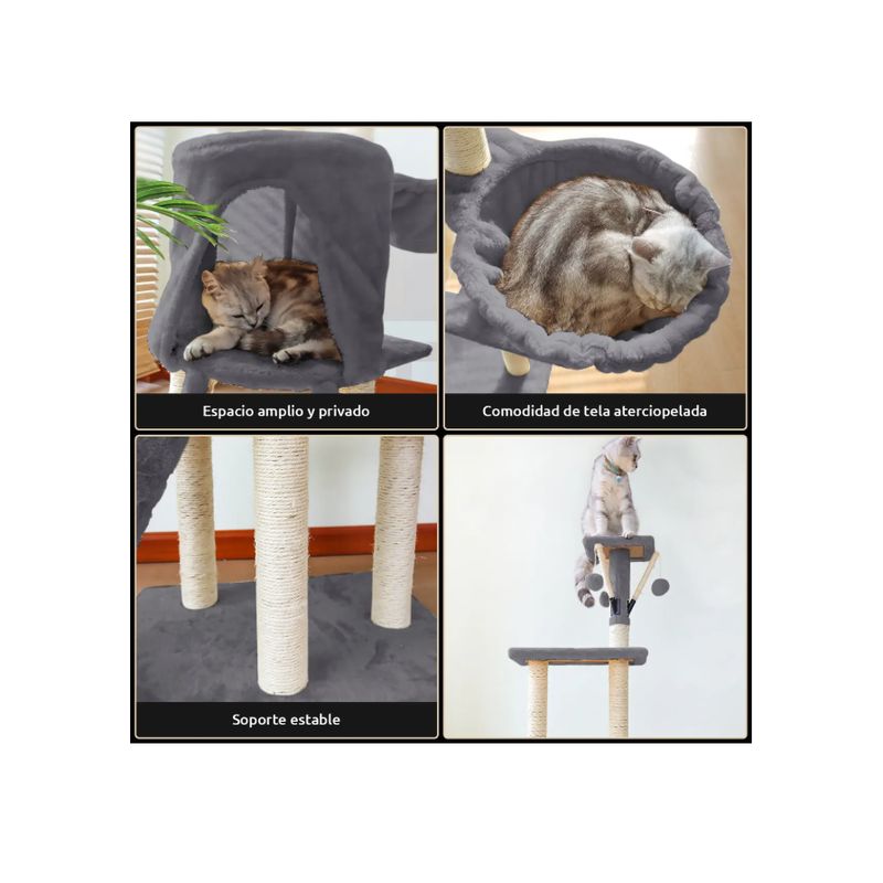 GENERICO - Torre Rascador Casa Torre Animales Para Gatos Gris Claro