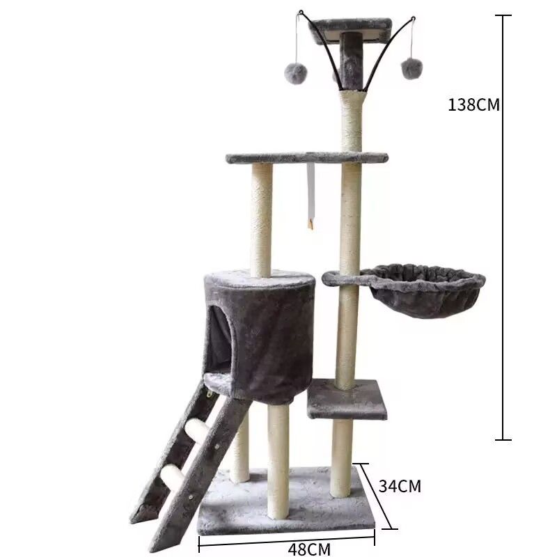 GENERICO - Torre Rascador Casa Torre Animales Para Gatos Gris Oscuro
