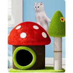 GENERICO - Casa Rascador Para Gato Diseño Hongo Con Poste Árbol
