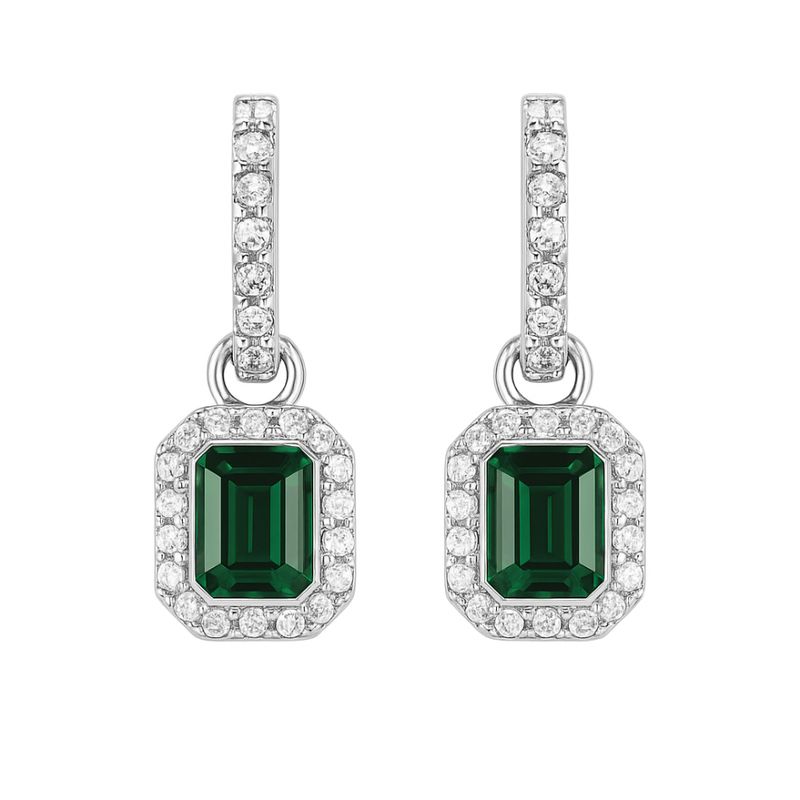 BLOOM CRYSTAL - Aros y Charms Octágono Halo con Cristales de Austria Baño en Rodio