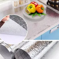 GENERICO - Papel Autoadhesivo Aluminio Revestir Muebles Cocina Hogar Platead