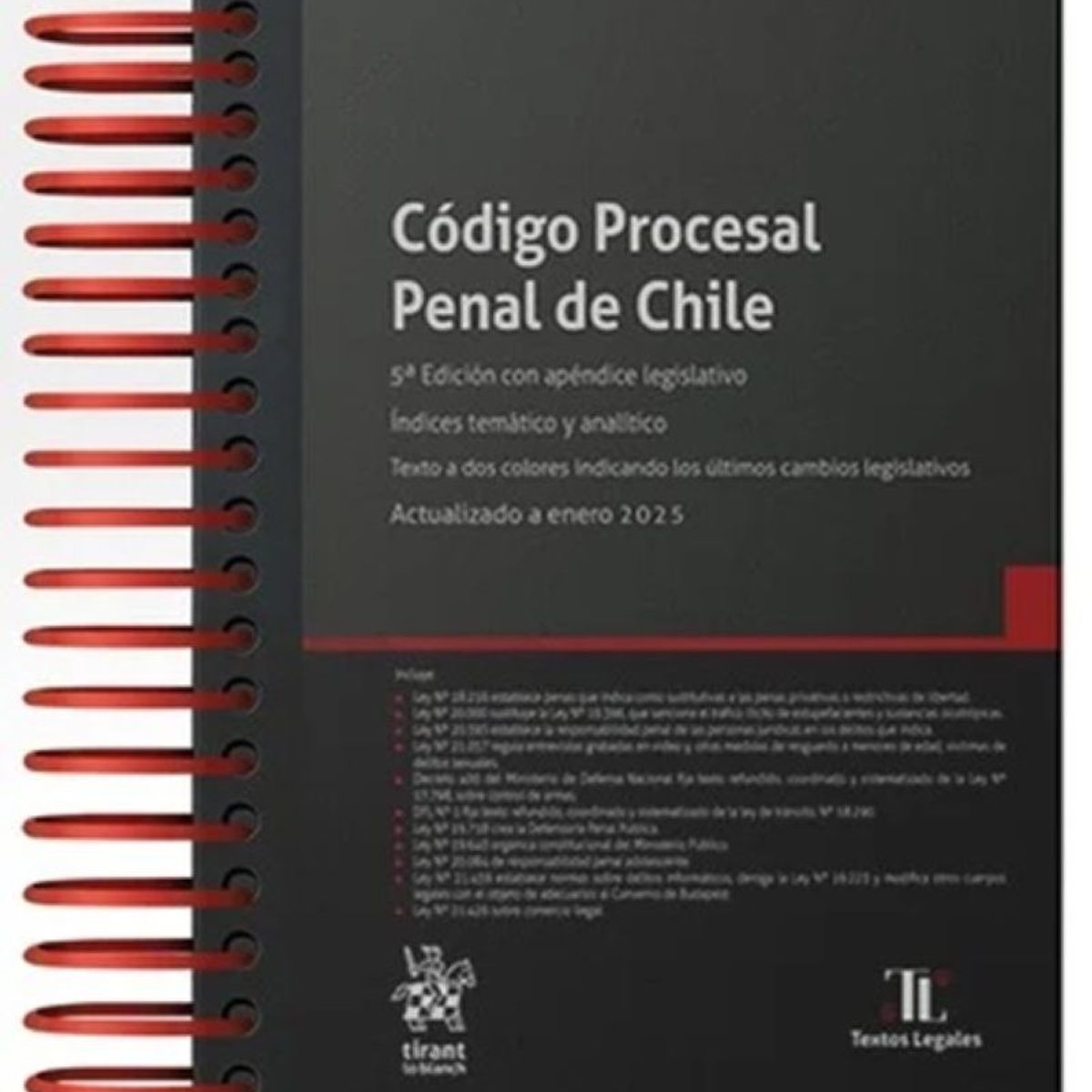 TIRANT LO BLANCH - CÓDIGO PROCESAL PENAL DE CHILE 5ª Edición 2025 / Anillado