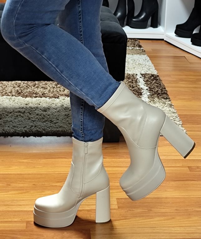 Botin Mujer Taco Alto con Plataforma M443 Beige 36