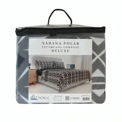 DORAL - Sábanas de Polar Composé King Ramas Blanco Azul