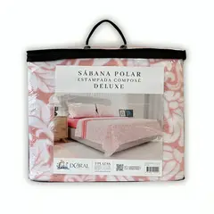 DORAL - Sábanas de Polar Composé King Hojas Coral Blanco