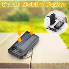 MUNDO MAGIA - Batería Portátil Solar Power Bank 20.000 Mh Color Negro